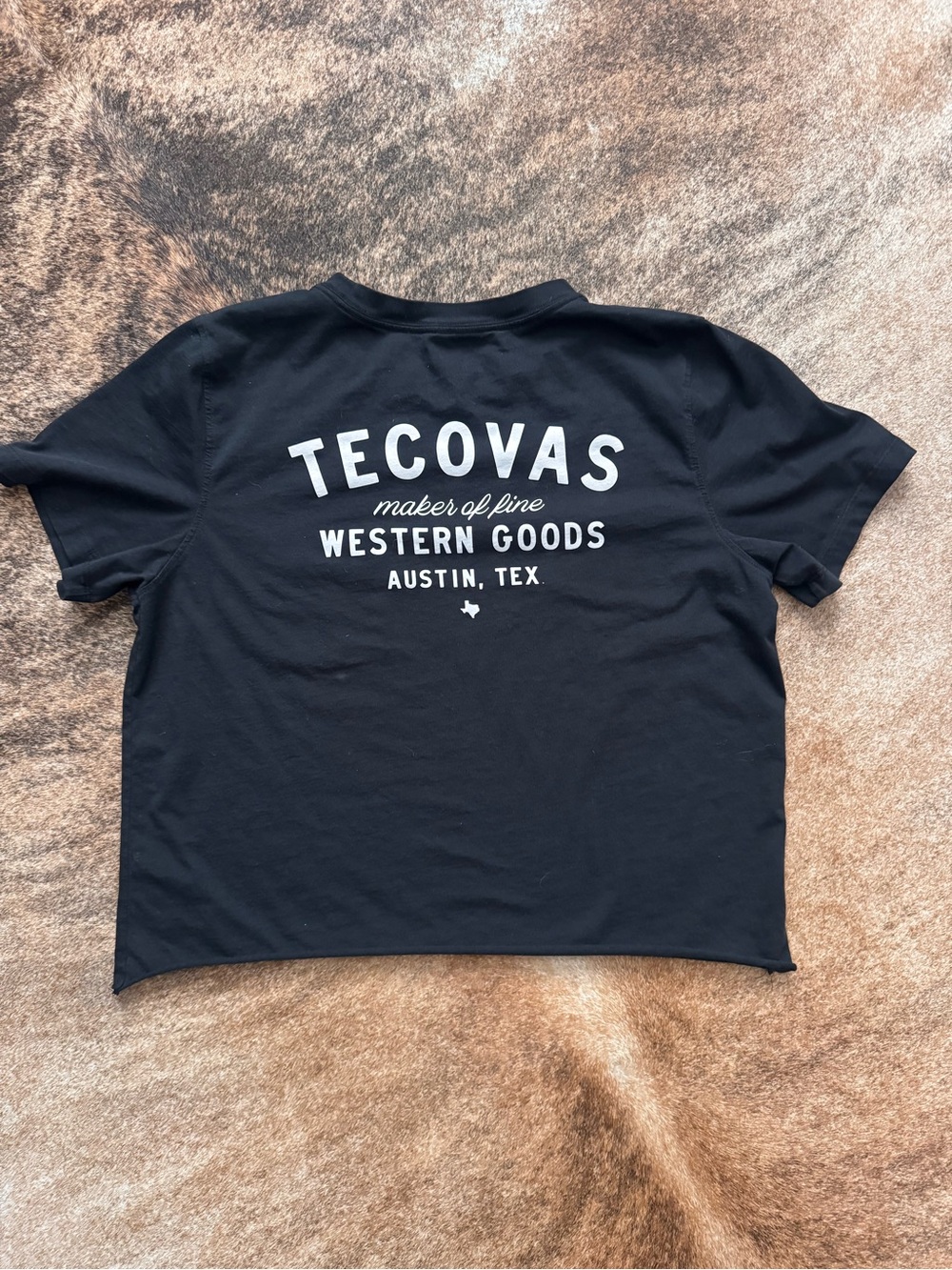 Tecovas cropped Black Graphic Tee - size Large